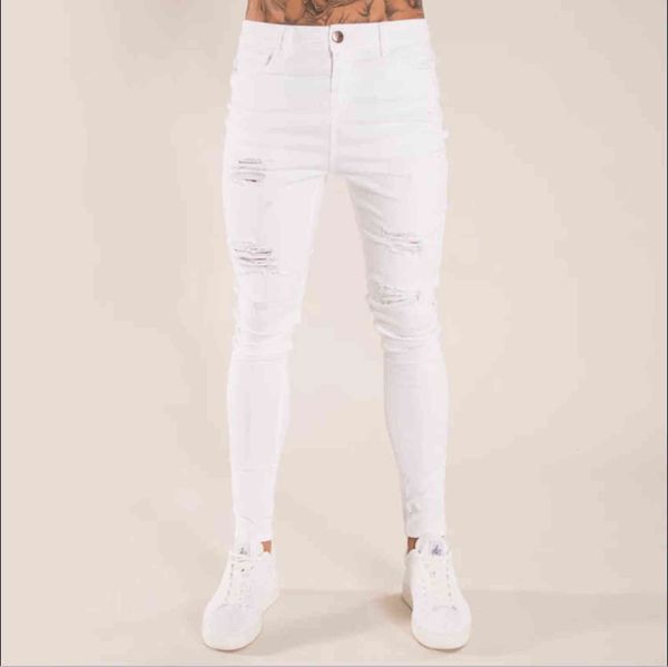 

men's jeans jeans washing men's tight knee hole, Blue