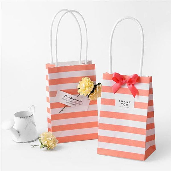 

gift wrap 10pcs paper bags portable biscuits holders stripe diy tote containers for party home bakery thanksgiving day