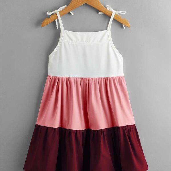 

toddler girls contrast panel cami dress she, Red;yellow