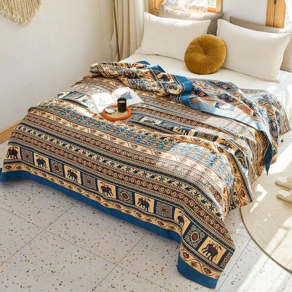 

blankets bohemian style cotton towel quilt double bed sheet cover decorative sofa nap blanket six layer gauze air conditioning