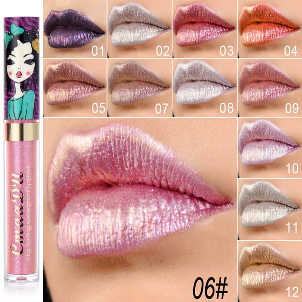 

cmaadu makeup glitter lip gloss liquid lipstick waterproof lipgloss easy to wear long last symphony chameleon diamond make up lips