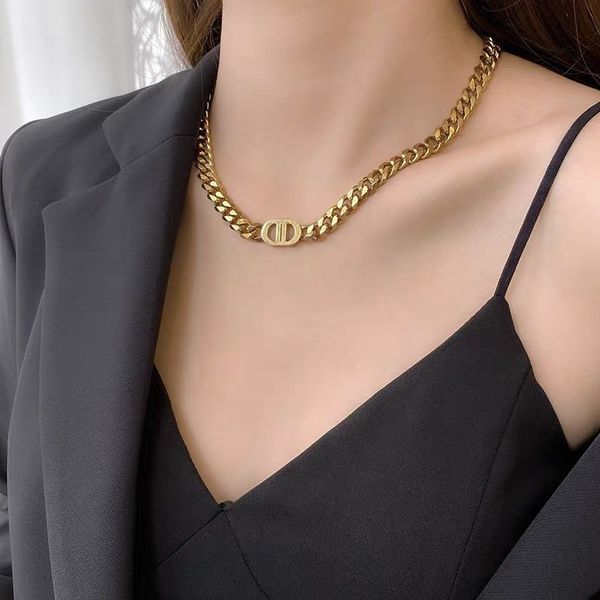 

ins designer style thick chain clavicle chain gold and silver high fashion necklace selling
