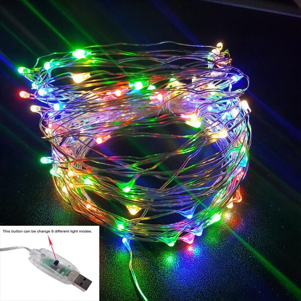 

strings 50pcs 10m 100 led 5m 50leds usb powered switch button string lights decoration