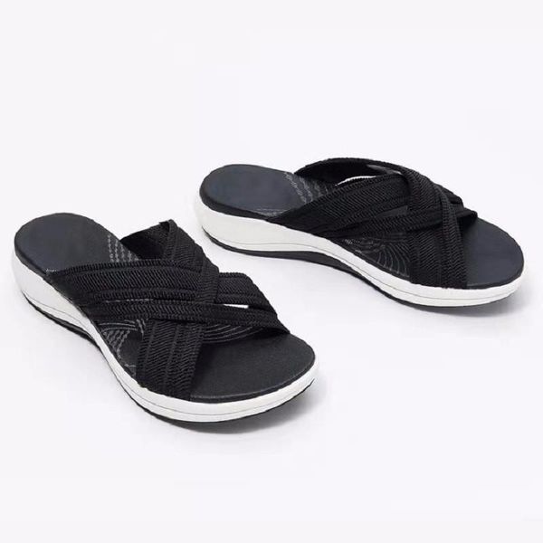 

slippers 2021 women summer rome retro sandals flat casual shoes female slip on slides woman plus size sandalias mujer, Black