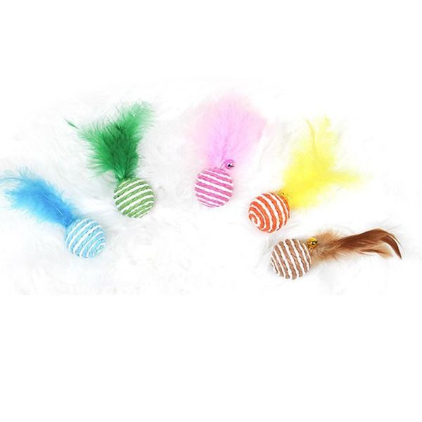 

cat toys 5 style/1 set pet supplies toy funny stick feather bell ball sisal random colors for