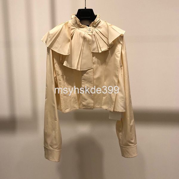 

women's blouses & shirts style autumn ruffle short sleeved women's shirt, White