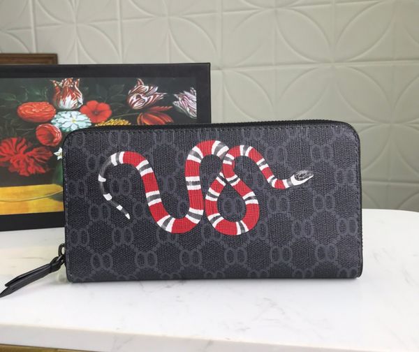 

2021 fashion designers wallets luxurys mens women leather bags classic bee tiger snake letters purses original box digram card holder 451273, Red;black
