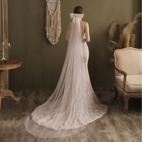 

bridal veils 2021 arrival wedding veil with big bow accessories, Black