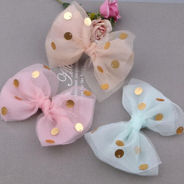 

hair clips & barrettes est 20pcs handmade sequin glitter chiffon fabric ribbon bow patch girl jewelry headband headwear button sticker craft, Golden;silver