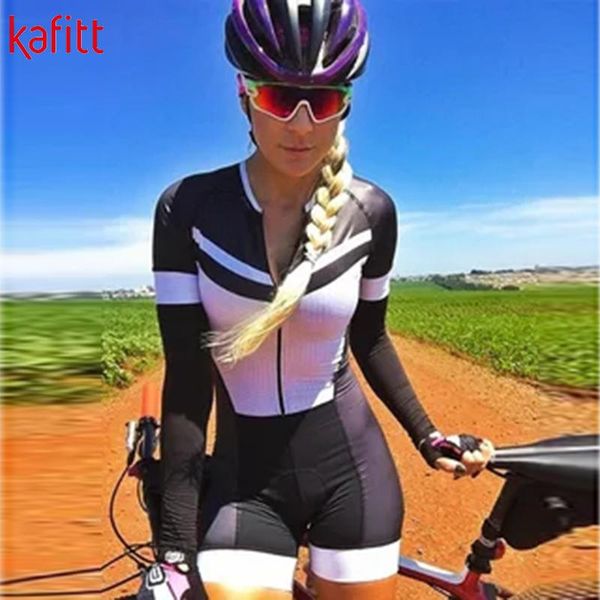 

racing sets kafiwomen's long sleeve clothing bicycle triathlon clothes tights set maillot ropa ciclismo cycling jumpsuit pro, Black;blue