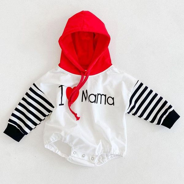 

clothing sets 2021 spring autumn infant baby boys girls letter stripe hooded rompers kids girl long sleeve clothes1, White