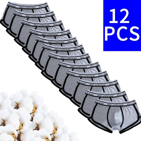 

underpants 12pcs/pcs mens cotton panties breathable man underwear solid color flexible shorts boxer male, Black;white