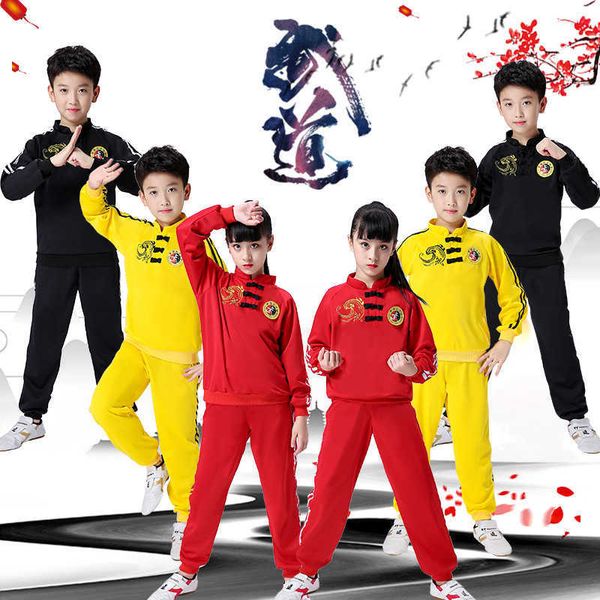 

new autumn and winter children's martial arts clothes, training clothes, sanda fighting routine, tai chi sportswear, primary and second, Black;white