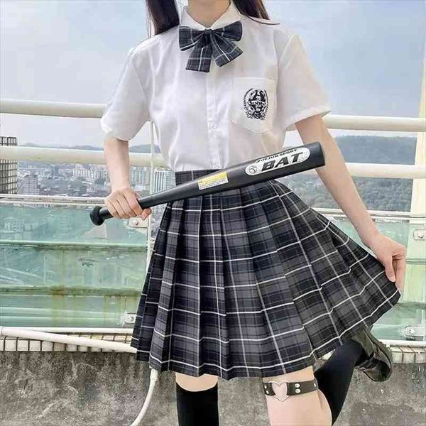 

summer korean jk uniform womens skirt plaid harajuku black gothic high waist kawaii pleated sweet dance mini
