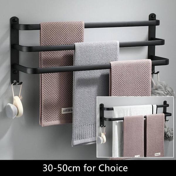 

towel racks hanger wall mounted 30-50 cm rack bathroom aluminum black bar rail matte holder