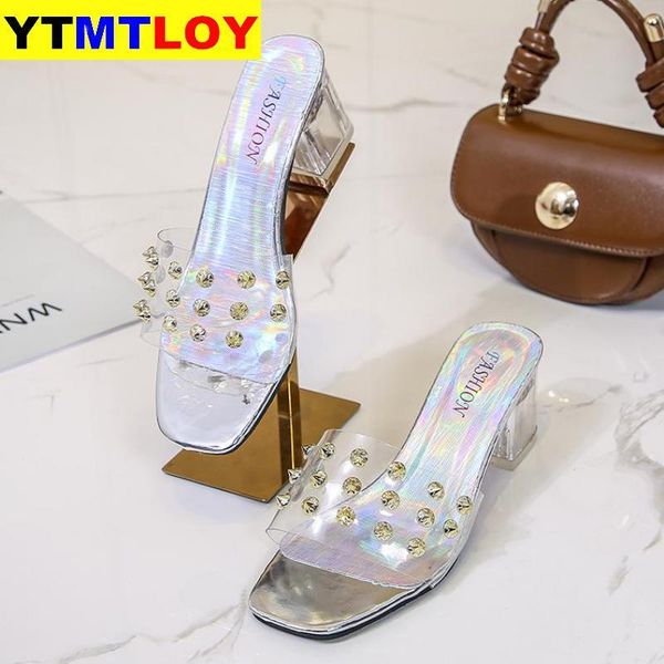 

women sandals pvc crystal heel transparent clear heels summer pumps shoe size 35~43, Black