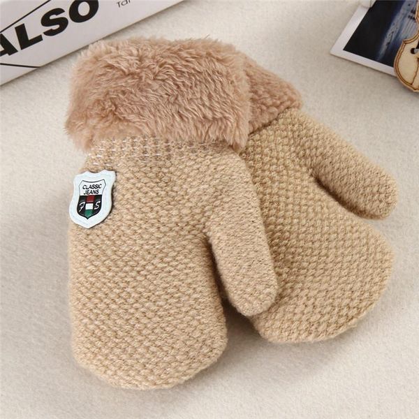 

hair accessories arrival winter baby boys girls knitted gloves warm rope full finger mittens for children toddler kids, Slivery;white