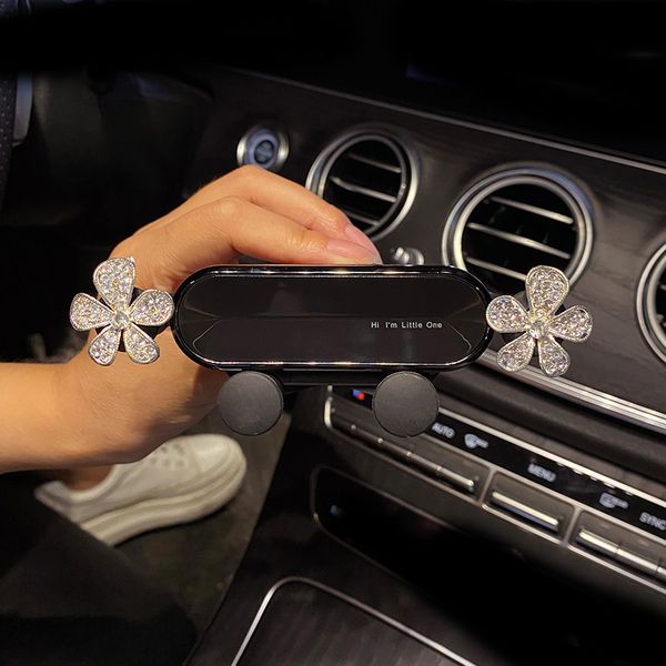 

universal toon diamond flowers gravity bracket air vent clip mount mobile phone holder gps stand in car