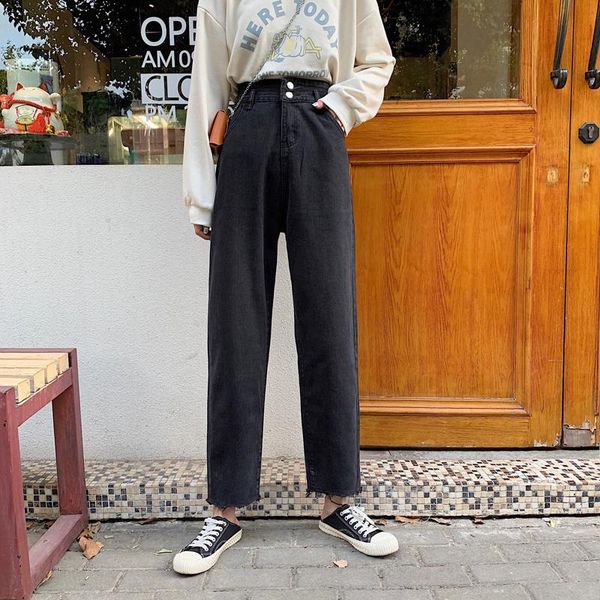 

women's jeans real s cost-effective ~ autumn high waist straight slimming, Blue