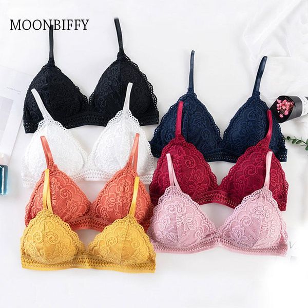 

bras deep v lace underwear female thin section bra solid color embroidery hollow tube black/redwhite 3 colors, Red;black