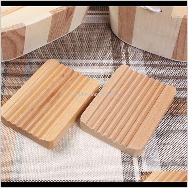 Aessórios Banheira Home Gardenwooden Natural Pratos De Bambu Titular Rack Recipiente De Placa Portátil Banheiro Deliveira Drop Deliv