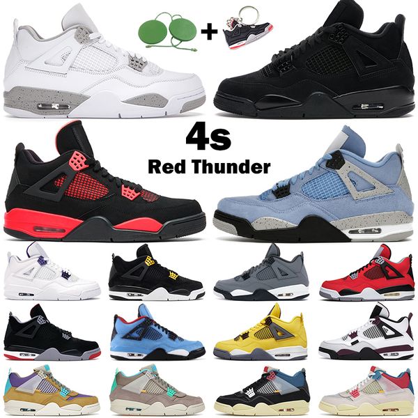 

men women basketball shoes jumpman 4s 4 red thunder desert moss taupe haze university blue white oreo black cat bred mens trainers sports sn