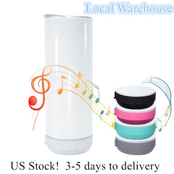 

local warehouse 20oz sublimation bluetooth speaker tumbler sublimation smart water bottle wireless intelligent music cups us-abroad shipping