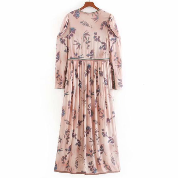 

dresses v-neck national wind long sleeve sunscreen beach vacation sweet female plant print harajuku chic women's dress, Black;gray