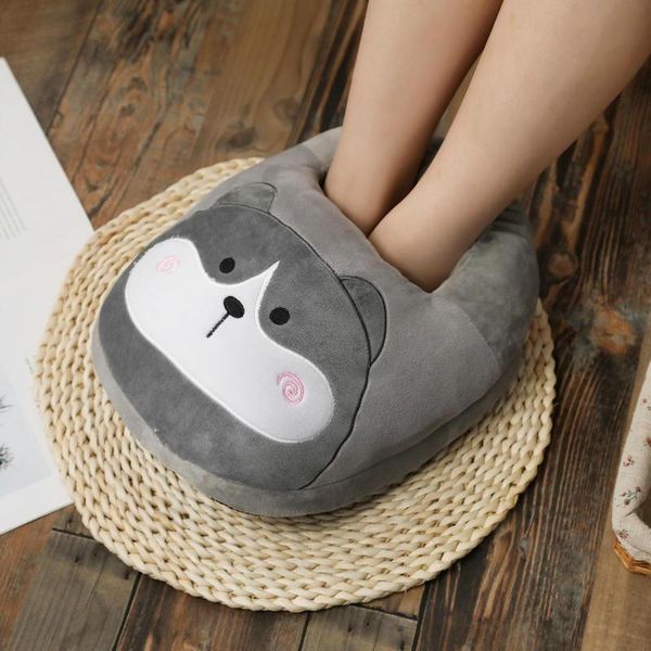 

slippers cartoon computer warm feet home big cover shoes winter women, Black