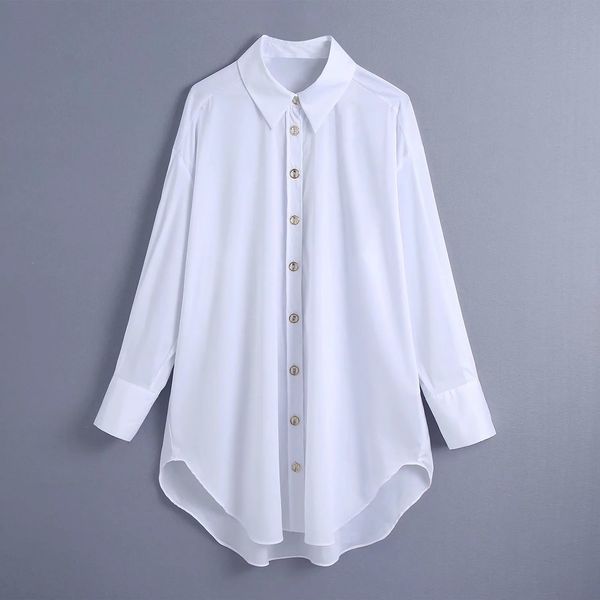 

women blouse shirt oversized plus size long sleeves elegant casual fashion chic lady woman white 210420
