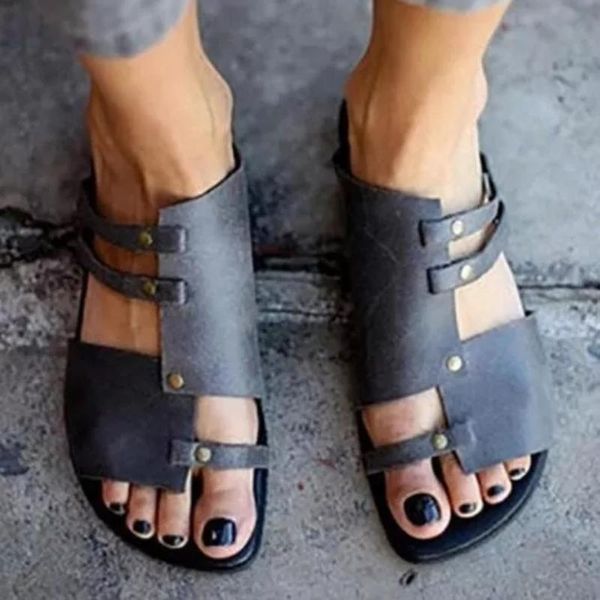 

sandals 2021 summer women plain flat bottomed open toe leisure comfortable beach shoes fashion 5kf260, Black