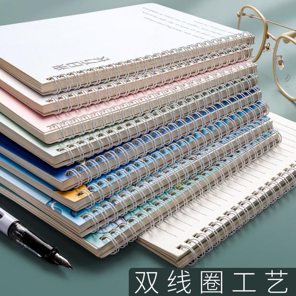 

notepads coil notebook college students literature and art small fresh rollover b5 spiral thickened stationery girls models, Purple;pink