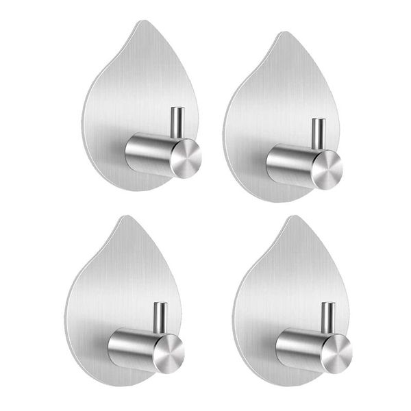 

hooks & rails adhesive wall bathroom waterproof stainless steel towels hooks,for coat hat robe,waterdrop(silver,4 packs)
