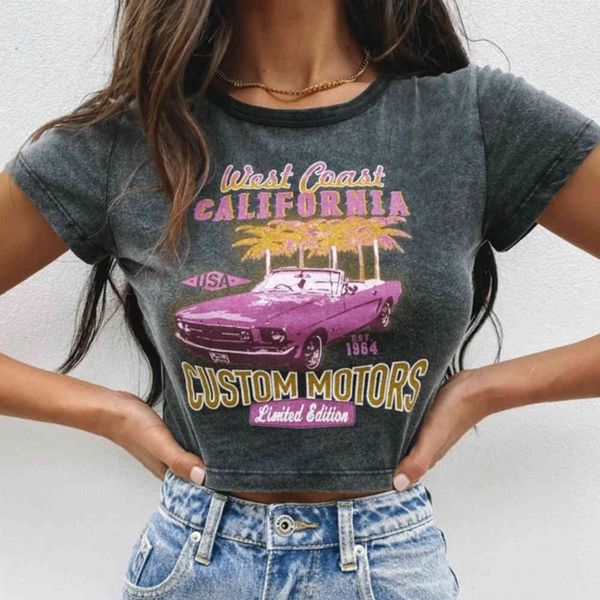 

summer 3d letter printed women t shirt )-neck short sleeve tee crop graffiti high waist women t shirt ropa mujer 210413, White