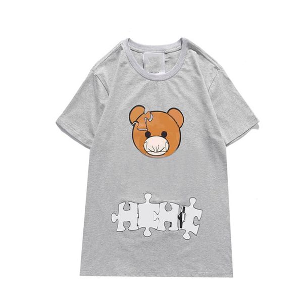 

new mens t-shirts 2021 spring summer women bear print t-shirts fashion casual puzzle bear t-shirt selling short sleeve04, White;black