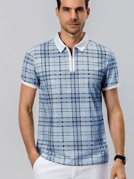 

men random glen plaid polo shirt b8rr#, White;black