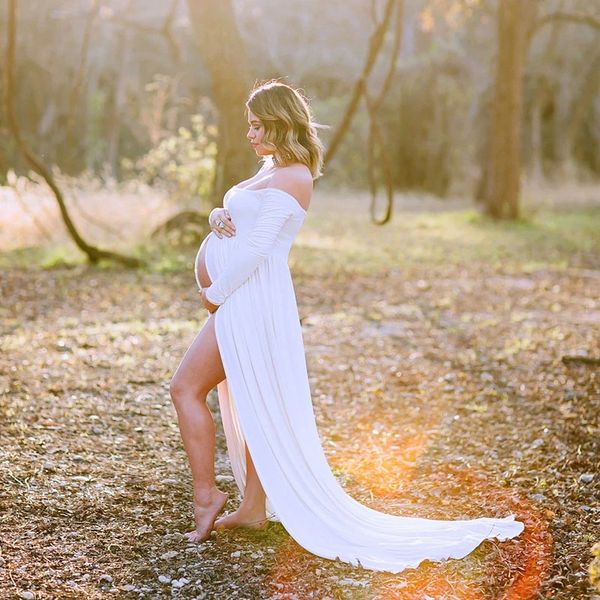 

maternity dress pgraphy props chiffon pregnancy dress for p shoot maxi gown dresses maternity clothes for pregnant women, White