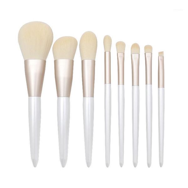 

style 8 pieces high grade pearl white wood handle makeup brush1