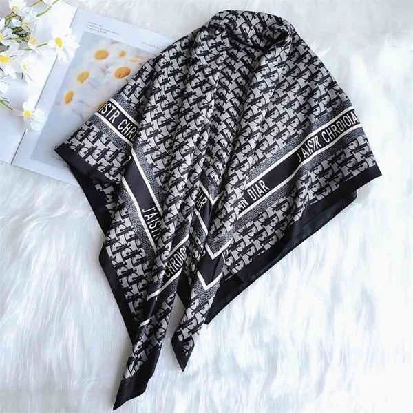 

scarf with shawl letter d90 large square and twill printed silk scarf, Blue;gray