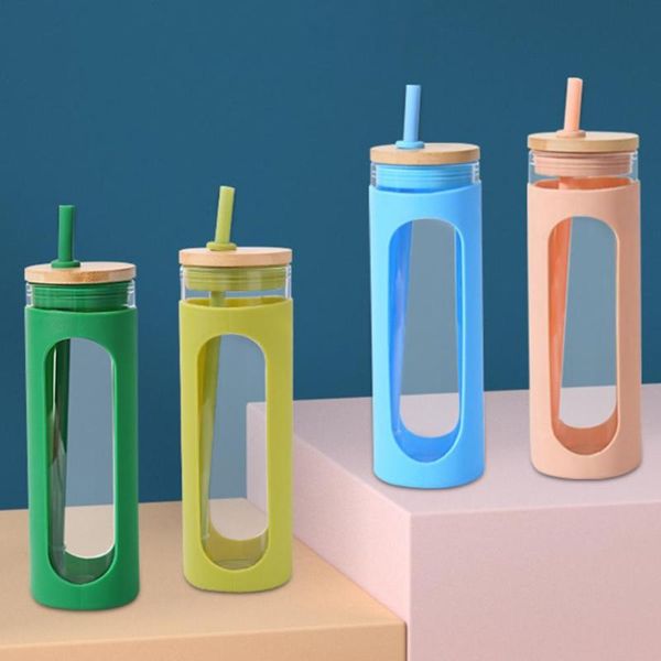 

water bottle 600ml outdoor with straw sports bottles eco-friendly non-slip summer hiking camping plastic bpa for