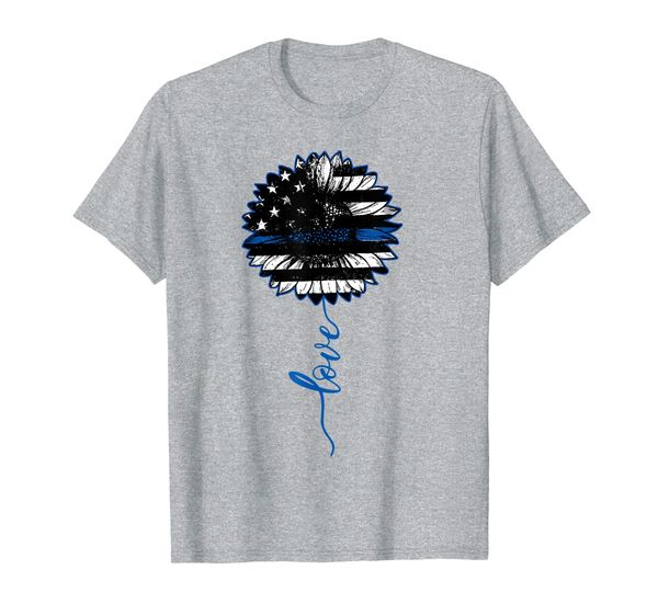 

love thin blue line sunflower t-shirt, White;black