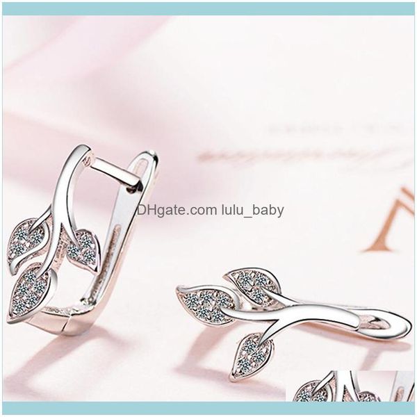 

jewelryfashion crystal willow leaves hoop earrings geometric leaf for women small earring wedding jewelry & hie drop delivery 2021 21xxo, Golden;silver