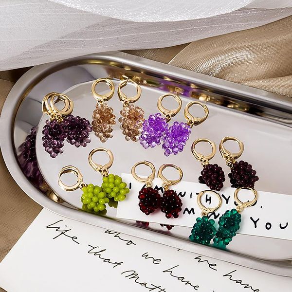 

hoop & huggie vintage grape earrings fashion simulation bunch pendant woman jewelry, Golden;silver