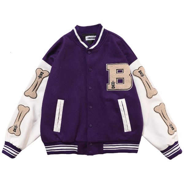 

men's jackets mens hip hop baseball jacket coats furry bone letter patchwork optional harajuku college style bomber men oversize, Black;brown
