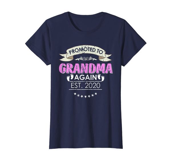 

womens promoted to grandma again est 2020 costume new grandma gift t-shirt, White;black