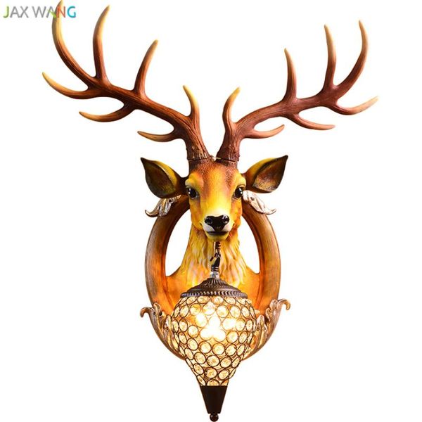 

wall lamps jw_nordic american retro led antlers for living room study home hander resin restaurant hallway corridor decor lights