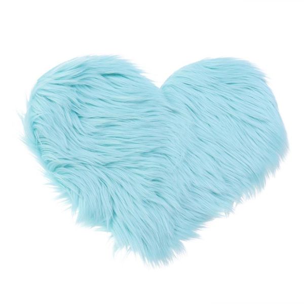 

40x50cm heart-shaped plush rug floor mat carpet for living room bedroom kids (light blue) bath mats