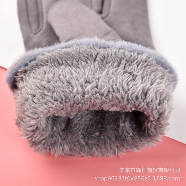 

5knP suede women' winter plush mittens fingerless warm thicker touch screen warm glovesgloves and glovesoutdoor riding running driving win, Blue;gray