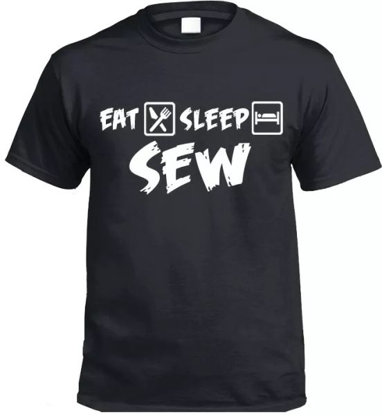 

eat sleep costuras camiseta regalo costura, White;black