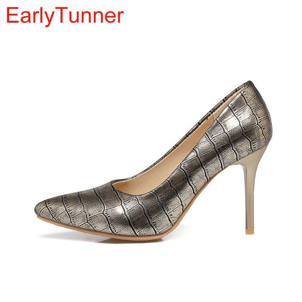 

sales brand mature apricot gold women nude formal pumps black silver high heel office lady shoes eg62 plus big size  30 48 dress